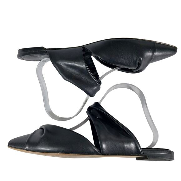 MARC FISHER! SATERS BLACK VEGAN LEATHER TWISTED FRONT STRAP SLIP-ON MULES! SZ 9M - Picture 7 of 10